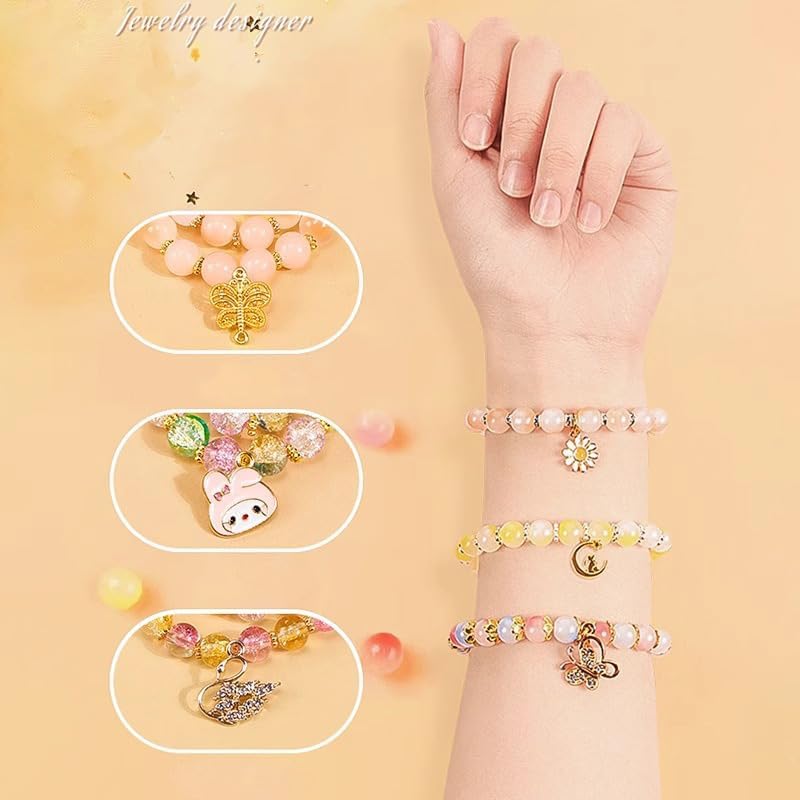 Capstro 300PCS Glass Beads Bracelet Making Kit – Ultimate 6-Color Jewelry Craft Set with Snowflake Charms, Oil-Drop Pendants, Elastic Strings & Storage Box - Image 5